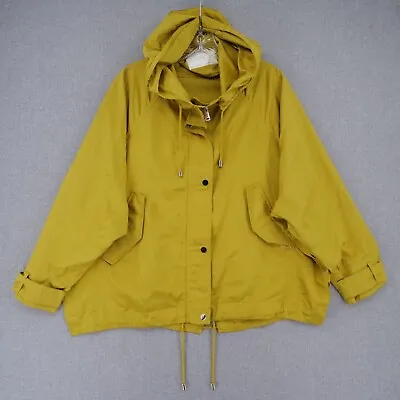 $22.99 • Buy Zara Woman Jacket Womens Size M Medium Yellow Green Hooded Long Sleeve Pockets