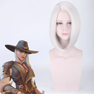 $56.24 • Buy AUCoszone Overwatch Ashe Short White Cosplay Wig Synthetic