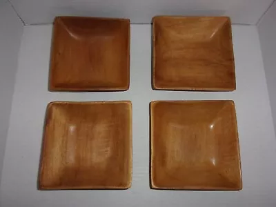 HTF Pantalcraft Haiti Handmade Wood Taverneau Square Cereal Salad Soup Bowls (4) • $30