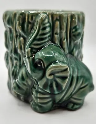 Vintage Majolica Pottery Bamboo Elephant Planter Vase Intricate Design. • $15