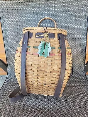 VTG Woven Wicker Fishing Basket Creel Bacpack Adirondack Decor Trout  • $30