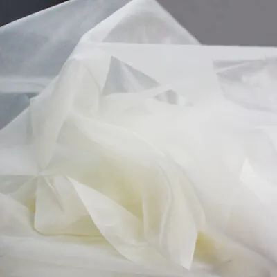 1 Yard Natural White 100 Mulberry Silk Organza Fabric Gauze Tecido • $10.42