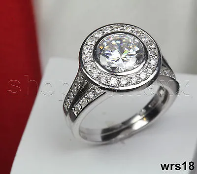 Sterling Silver Vtg Style Round Cz Bridal Engagement Wedding Ring Set Sz5-9 ~w18 • $17.96