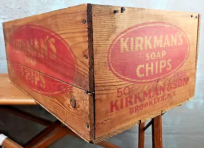 Antique Kirkmans Soap Chips Wooden Shipping Crate Box Kirkman & Sons Brooklyn NY • $99.95