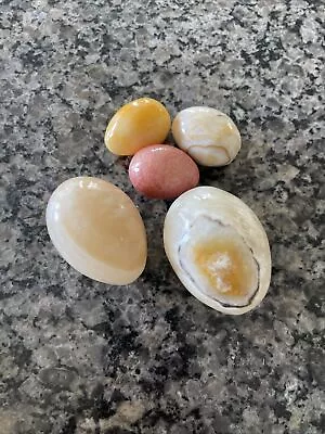 Decorative Eggs. Stone Crystal. Yellow Red Tan. 5 Pieces • $4