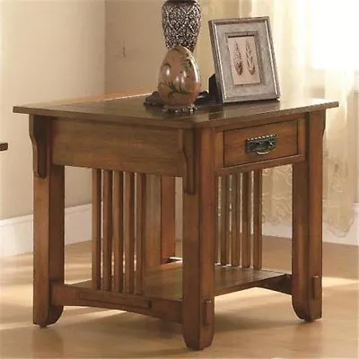 $198 • Buy Coaster Mission Style End Table With Shelf And Drawer In Oak