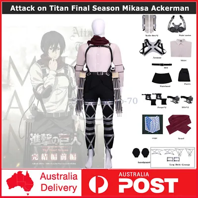 Attack On Titan Final Season Mikasa Ackerman Cosplay Costume Deluxe Prop • $235.68