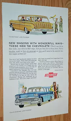 $12.99 • Buy ★1958 Chevy Nomad / Brookwood Wagon Original Vintage Advertisement Print Ad 58