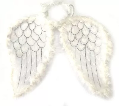 Angel Wings & Halo Fancy Dress Halloween Dark Angel Costume Christmas Nativity • £5.99