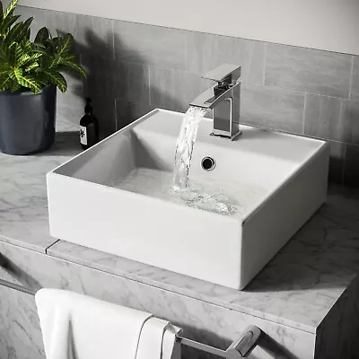 Small 385mm Counter Top Basin Square Cloakroom Bathroom Wash Sink  | Leven • £35.99