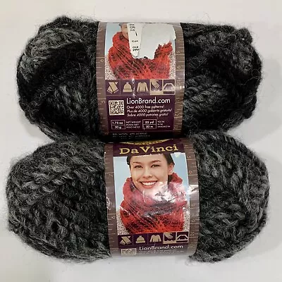 Lion Brand Yarn DaVinci Onyx 2 Skeins 50g 1.75 Oz. Super Bulky Yarn Italy • $14.95