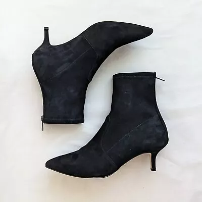 Size Eu 39 Country Road Ankle Boots Black Suede Leather Kitten Heel  Au 9 • $100