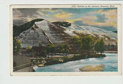 Postcard Mount Sentinel With Light Snow Missoula Montana Postmarked 1940 • $7.98