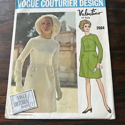 Vintage 60’s VOGUE Couturier Sewing Pattern One Pc Dress Valentino#2064 14/36b • $49.95