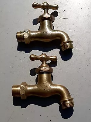 Set Of Vintage Brass Wall Mount Faucets. .should Have New Rubber O Rings Before • $40