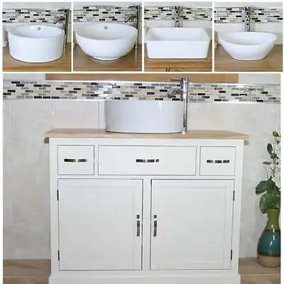 Bathroom Vanity Unit | White Cabinet Wash Stand With Ceramic Basin • £563.06