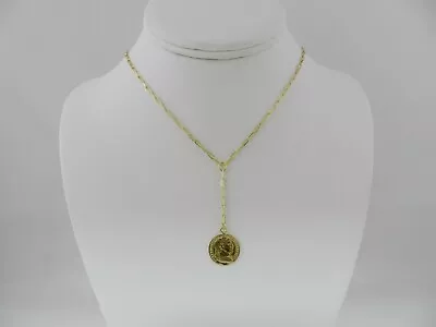 Macy's Coin Paperclip Link 17  Lariat Necklace  18k Gold-Plated Sterling Silver • $69.99