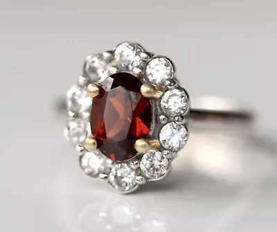 Sterling Silver Ring 925 For Women In Garnet Size 4 Princess Ring • £7.91