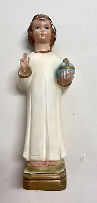 Vintage Infant Of Prague Chalkware Statue 12  Columbia Statuary Italy  1955 • $40