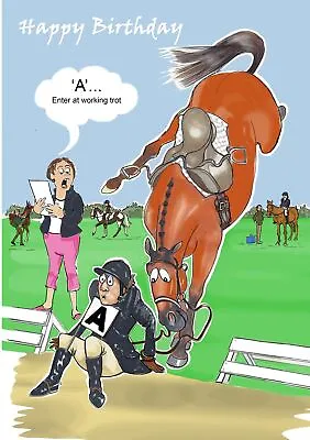 Birthday Card - Enter At A - Dressage - Horse - Funny Gift Envy Quality NEW • £2.99