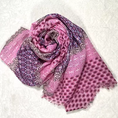 J. Crew Women's Lightweight Semi-Sheer Scarf Colorful Mixed Print Pink Purple • $14