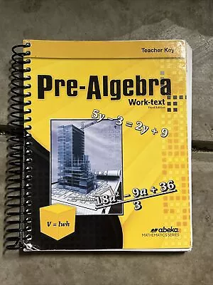 A Beka Book Pre Algebra Work Text Teacher Solution Key Spiral Third Edition • $24.99