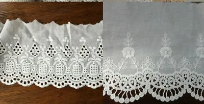 Cotton Embroidered Lace Fabric Trim 1 Yard Width 10 Cm/11 Cm/12 Cm/13.5 Cm • £4.28