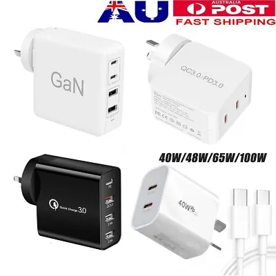 40W 48W 65W 100W USB-C Fast Charger GaN 4 Ports Type C Power Adapter For Phone • $20.99