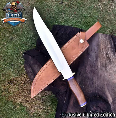 CSFIF Handmade Bowie Knife D2 Tool Steel Walnut Wood Brass Guard Hunting Unique • $14.10