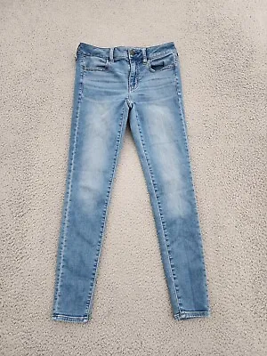 £18.58 • Buy American Eagle Jeans Womens 2 Blue Denim Pants Low Rise Jegging Super Stretch X