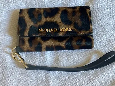 Michael Kors I Phone 5  Card Purse With Wrist Strap Leopard (Pony Skin)  VGC • £30