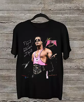 New Popular Bret Hart Gift For Fan Cotton Black T-Shirt S-2345XL T-shirt S3676 • $25.64