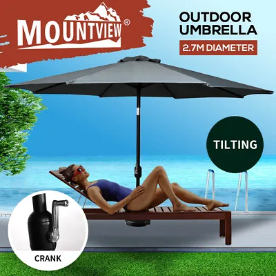 $73.99 • Buy Mountview Umbrella Outdoor Umbrellas Garden Patio Tilt Parasol Beach Canopy 2.7m