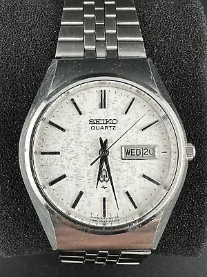 Vintage 1976 Seiko Men's Snowflake Dial Quartz JDM Day Date Watch 0843-8070 • $129