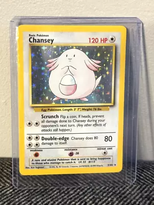 Chansey 3/102 Base Set Pokemon Card Game Holo 1999 WOTC • $17.95