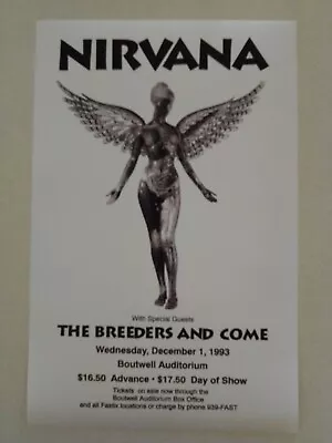 Nirvana @ The Boutwell Auditorium In Birmingham Alabama 1993 - Concert Poster  • $25