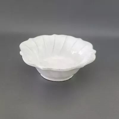 Vietri Incanto Stone Ruffle Cereal Bowl Italy White Gray Minimalist Dishes • $34.32