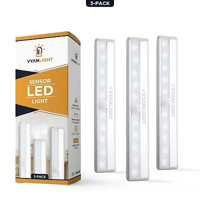 10 LED Motion Sensor Closet Lights 3 PACK Cordless Under Cabinet Lightening  • $20.99