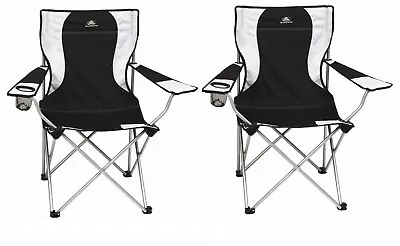 2 X SunnCamp Black Folding Classic Armchairs. Camping Caravanning Garden Use  • £39.99