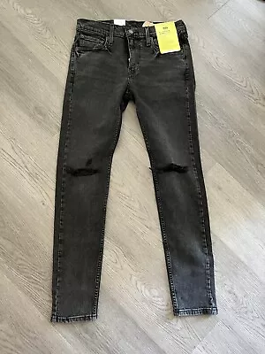 Levi’s 519 Extreme Skinny Hi-Ball Distressed Black Jeans Waist 30 Leg 28.5 BNWT • £19.99