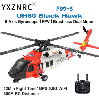 YXZNRC RC Helicopter F09-S 2.4G 6CH Gyro GPS Optical Flow Positioning Aircraft • $543.66