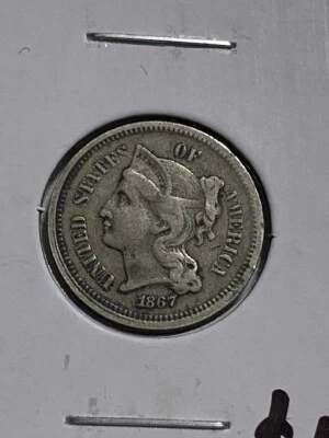 $18.99 • Buy 1867 3 Cent Nickel, Nice Type Coin, 99c Shipping