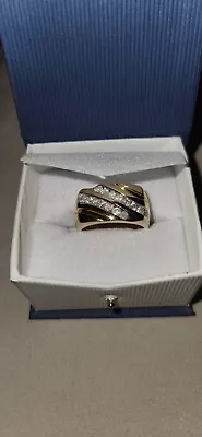 1.00 Ct Diamond Men Ring Sterling Silver W/14kt Gold Overlay • $230