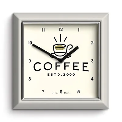 Wall Clock Coffee Pale Grey Modern Kitchen Office Living Room Jones RRP £29.99 • £14.99