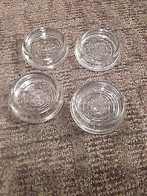 Lot Of 4 Vintage Clear Glass Furniture Coaster Caster Cup 3  Diameter • $14