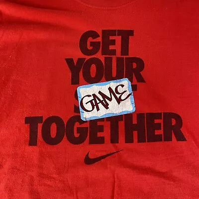 Nike Graphic T Shirt Get Your Game Together Short Sleeve Regular Fit XL Red Mens • $8.58