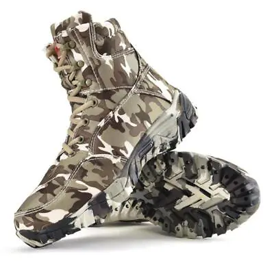 Military Army Men Boots Winter Lace Up Waterproof Outdoor Shoes Breathable Canva • $45