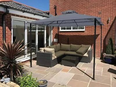 Garden Gazebo Grey Party Shelter Malaga Patio Shade Outdoor Sun Canopy 3m X 3m • £119.99