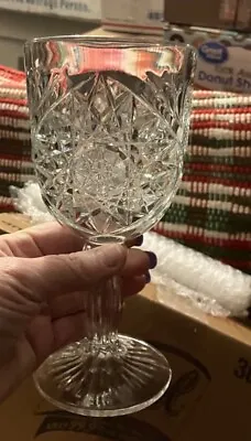 Vintage Libbey Wine—Water Goblets- Crystal Glass Star Burst Set Of 2 • $12