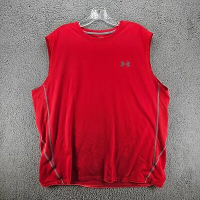 Under Armour Sleeveless T-Shirt Men's 2XL XXL 2TG 2EG Loose HeatGear Red • $11.99